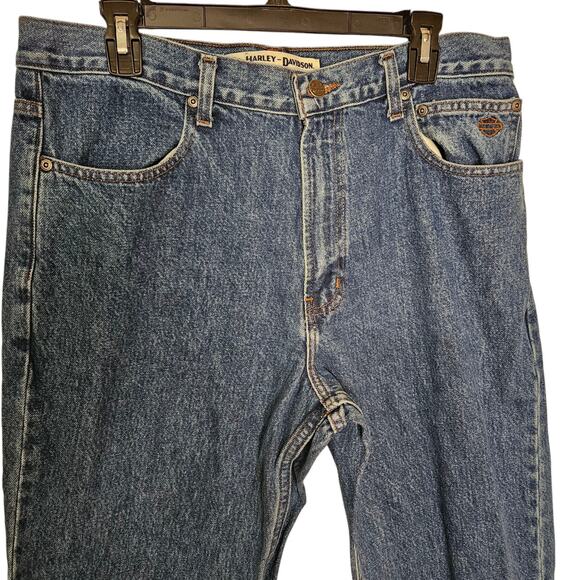 Harley Davidson Men's Denim Jeans Size 35 HEMMED 31/32 INCHES Motorcycle Jeans - Picture 4 of 16